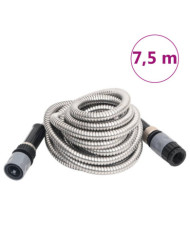 Tuyau d'arrosage buse de pulvérisation argenté 0,6" 7,5 m inox | Mobilier & Déco