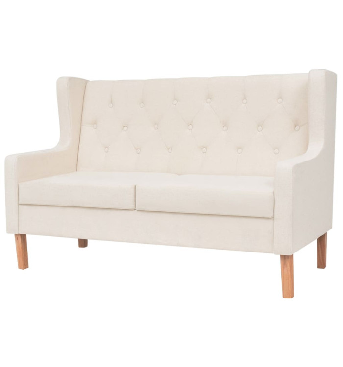 Canapé à 2 places tissu blanc crème | Mobilier & Déco