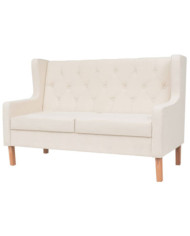 Canapé à 2 places tissu blanc crème | Mobilier & Déco