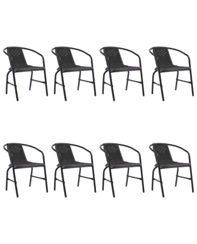 Chaises de jardin lot de 8 Rotin plastique et acier 110 kg | Mobilier & Déco