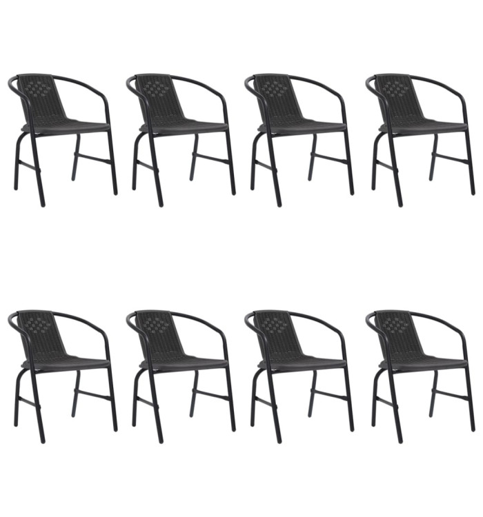 Chaises de jardin lot de 8 Rotin plastique et acier 110 kg | Mobilier & Déco