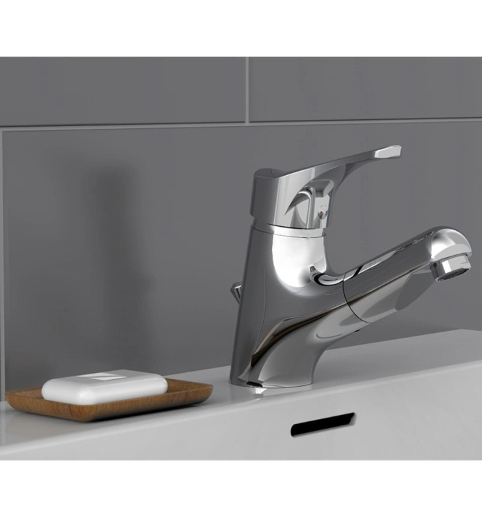 SCHÜTTE Mitigeur de lavabo avec spray rétractable ATTICA chrome | Mobilier & Déco