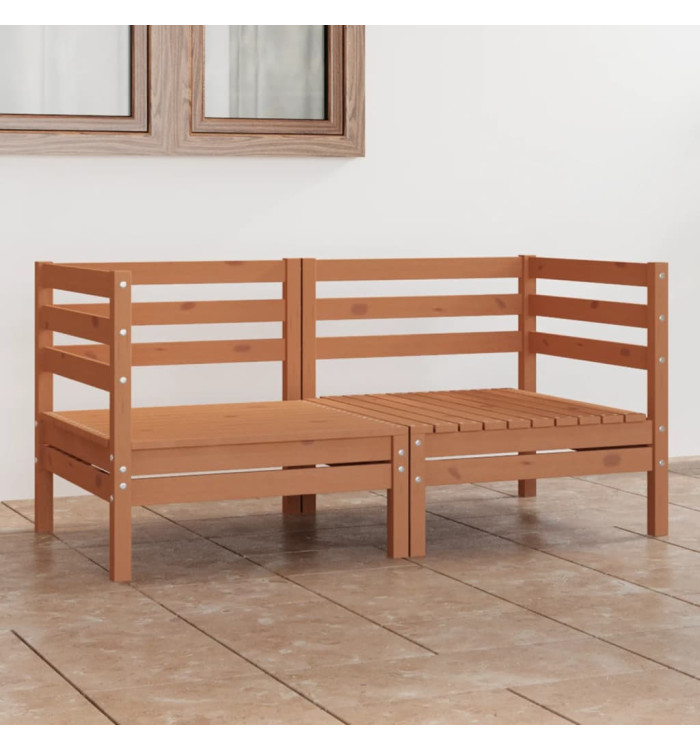 Canapé à 2 places de jardin Marron miel Bois de pin solide | Mobilier & Déco