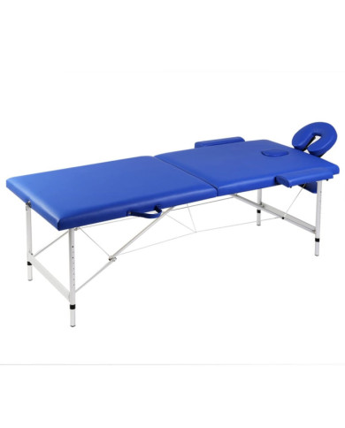 Table de massage pliable Bleu 2 zones avec cadre en aluminium | Mobilier & Déco