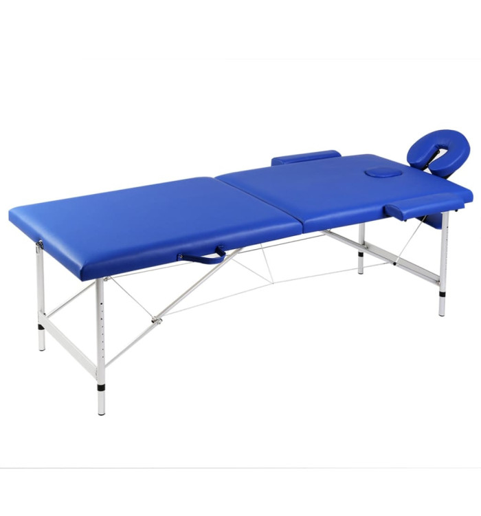 Table de massage pliable Bleu 2 zones avec cadre en aluminium | Mobilier & Déco