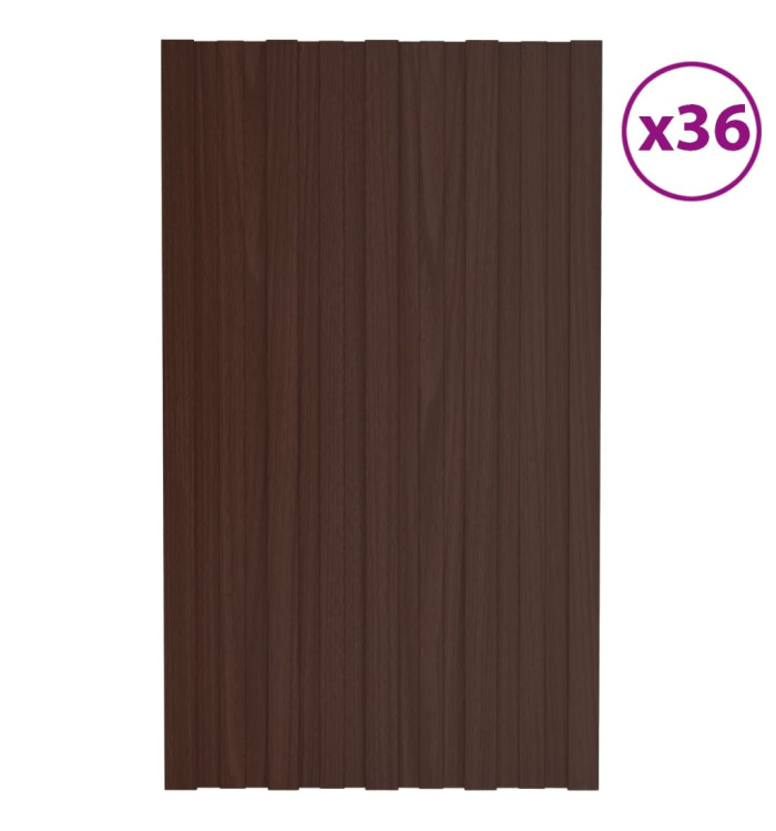 Panneaux de toiture 36 pcs Acier galvanisé Marron 80x45 cm | Mobilier & Déco