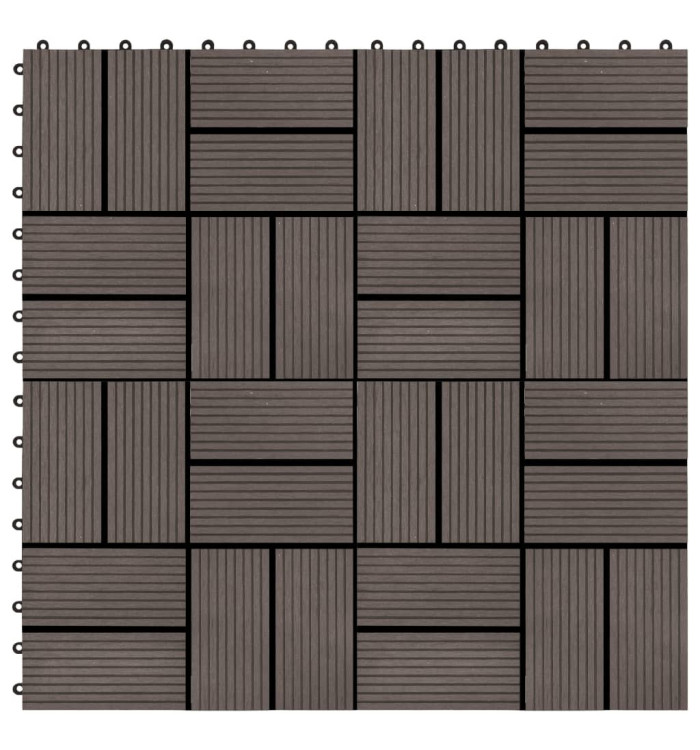 Carreau de terrasse 11 pcs WPC 30 x 30 cm 1 m² Marron foncé | Mobilier & Déco