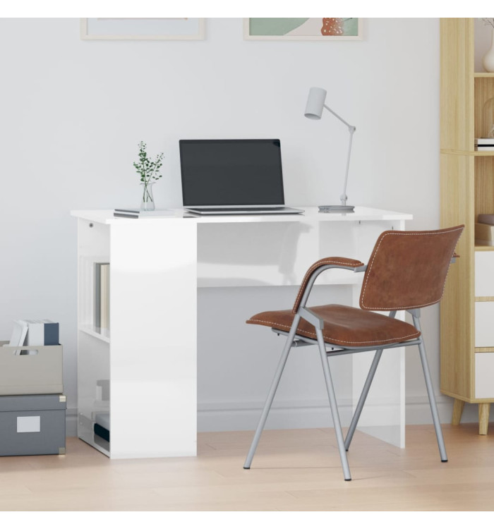 Bureau Blanc brillant 100x55x75 cm Bois d'ingénierie | Mobilier & Déco
