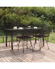 Ensemble à manger de jardin 5 pcs Noir Résine tressée | Mobilier & Déco