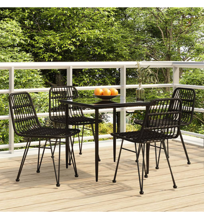 Ensemble à manger de jardin 5 pcs Noir Résine tressée | Mobilier & Déco
