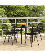 Ensemble à manger de jardin 5 pcs Noir Résine tressée | Mobilier & Déco