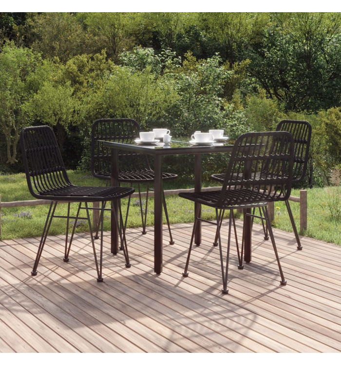 Ensemble à manger de jardin 5 pcs Noir Résine tressée | Mobilier & Déco