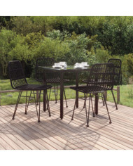 Ensemble à manger de jardin 5 pcs Noir Résine tressée | Mobilier & Déco