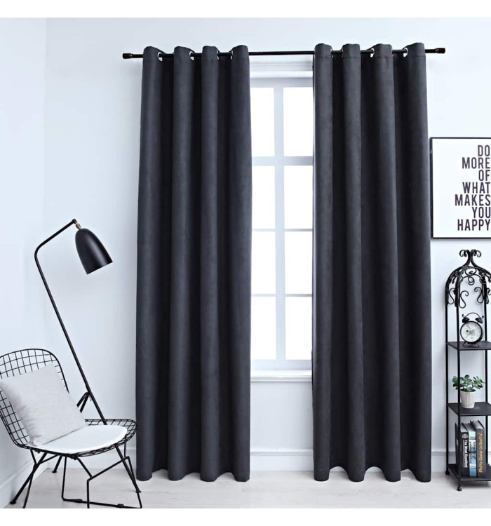Rideaux occultants avec anneaux Métal 2pcs Anthracite 140x245cm | Mobilier & Déco
