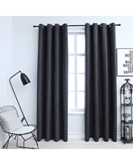 Rideaux occultants avec anneaux Métal 2pcs Anthracite 140x245cm | Mobilier & Déco