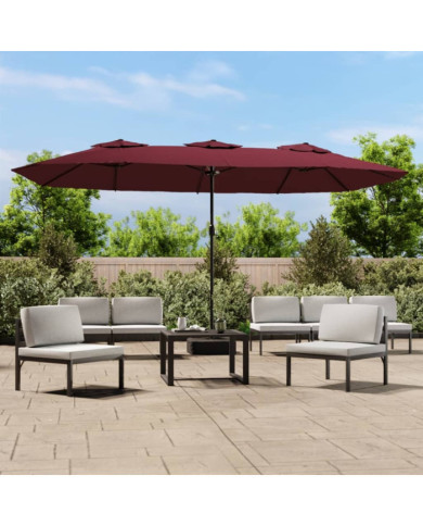 Parasol de jardin à double tête avec LED rouge bordeaux | Mobilier & Déco