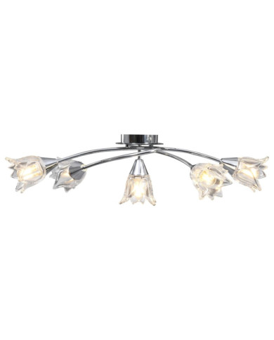 Plafonnier et abat-jour verre transparent 5 ampoules E14 Tulipe | Mobilier & Déco