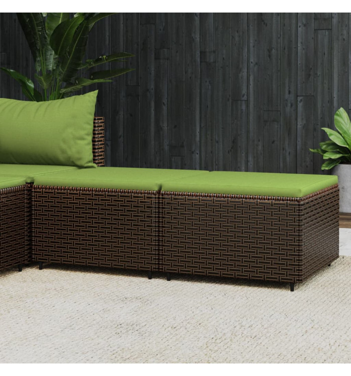 Repose-pieds de jardin coussins lot de 2 marron résine tressée | Mobilier & Déco