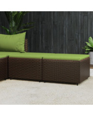 Repose-pieds de jardin coussins lot de 2 marron résine tressée | Mobilier & Déco