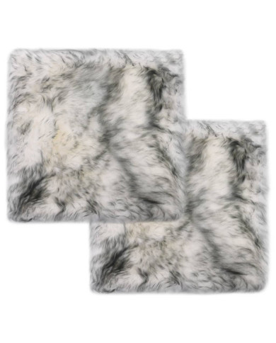 Coussins de chaise lot de 2 Mélange gris foncé Mouton véritable | Mobilier & Déco