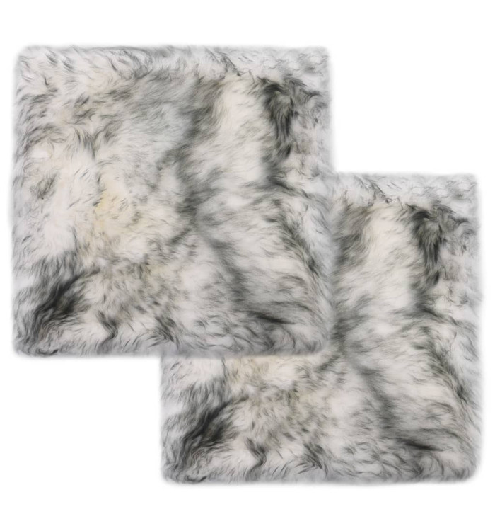 Coussins de chaise lot de 2 Mélange gris foncé Mouton véritable | Mobilier & Déco