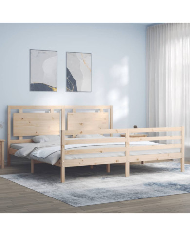 Cadre de lit sans matelas 200x200 cm bois massif | Mobilier & Déco