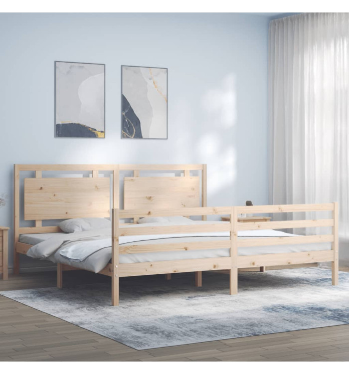 Cadre de lit sans matelas 200x200 cm bois massif | Mobilier & Déco