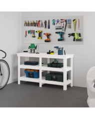 Banc de travail Blanc 142,5x50x80 cm Bois de pin massif | Mobilier & Déco