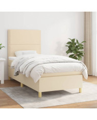 Sommier à lattes de lit et matelas Crème 90x190 cm Tissu | Mobilier & Déco