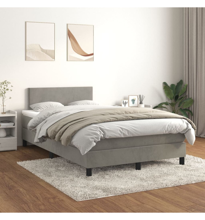 Sommier à lattes de lit et matelas Gris clair 120x200cm Velours | Mobilier & Déco