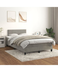 Sommier à lattes de lit et matelas Gris clair 120x200cm Velours | Mobilier & Déco