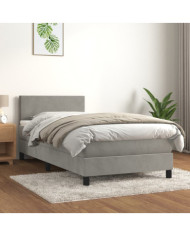 Sommier à lattes de lit et matelas Gris clair 100x200cm Velours | Mobilier & Déco
