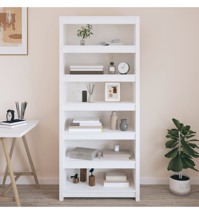 Bibliothèque Blanc 80x35x183 cm Bois de pin massif | Mobilier & Déco