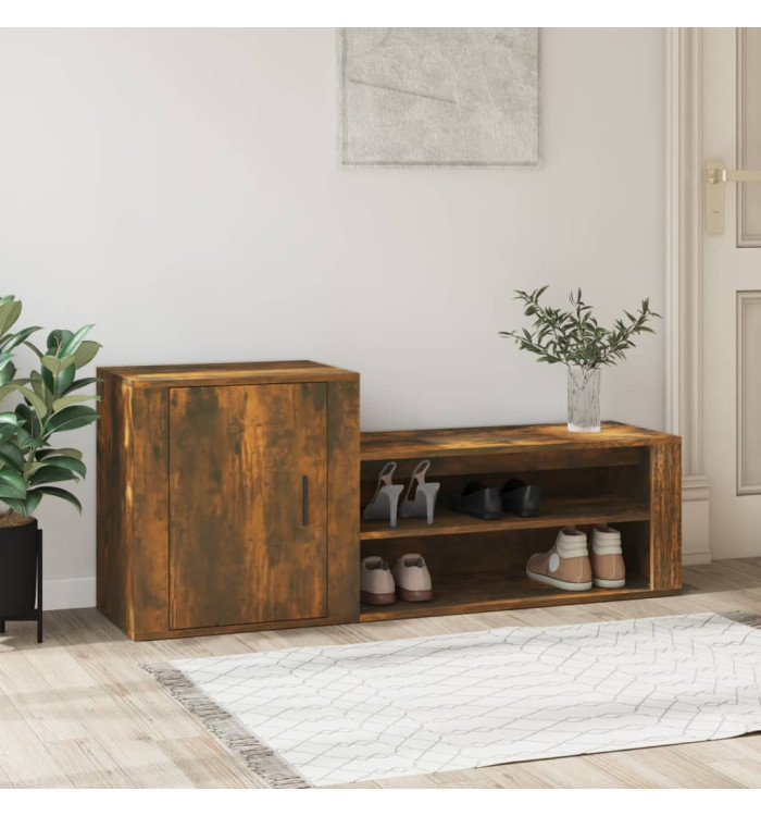 Armoire à chaussures Chêne fumé 130x35x54 cm Bois d'ingénierie | Mobilier & Déco