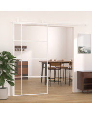 Porte coulissante Verre ESG et aluminium 102,5x205 cm Blanc | Mobilier & Déco