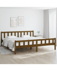 Cadre de lit sans matelas marron miel bois massif 200x200 cm | Mobilier & Déco