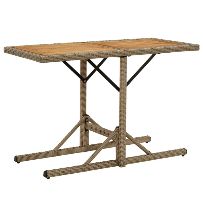 Table de jardin Beige Bois massif d'acacia et poly rotin | Mobilier & Déco