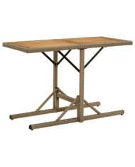 Table de jardin Beige Bois massif d'acacia et poly rotin | Mobilier & Déco