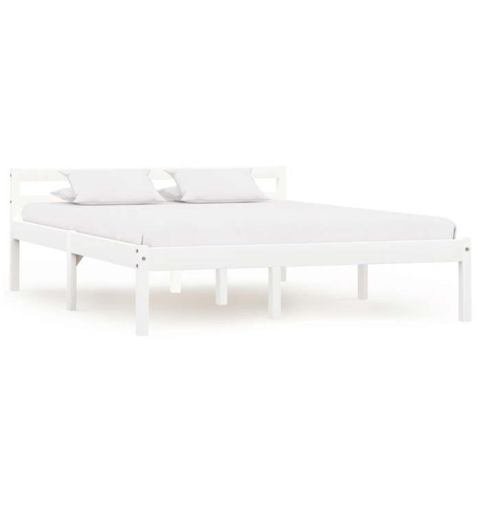 Cadre de lit sans matelas blanc bois de pin massif 140x200 cm | Mobilier & Déco