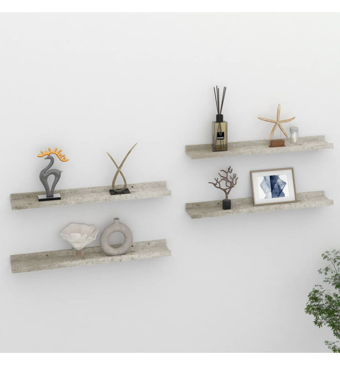Étagères murales 4 pcs Gris béton 60x9x3 cm | Mobilier & Déco