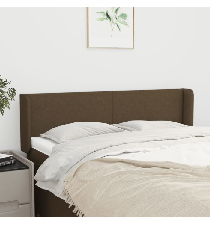 Tête de lit avec oreilles Marron Foncé 147x16x78/88 cm Tissu | Mobilier & Déco