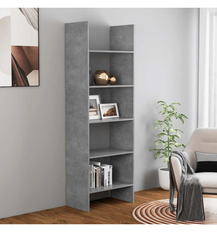 Bibliothèque Gris béton 60x35x180 cm Bois d’ingénierie | Mobilier & Déco