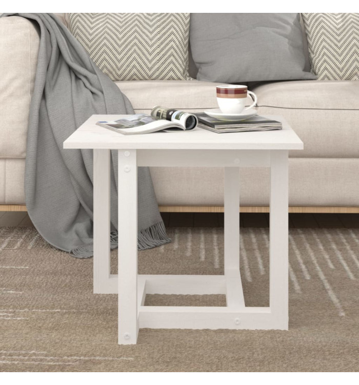 Table basse Blanc 50x50x45 cm Bois massif de pin | Mobilier & Déco