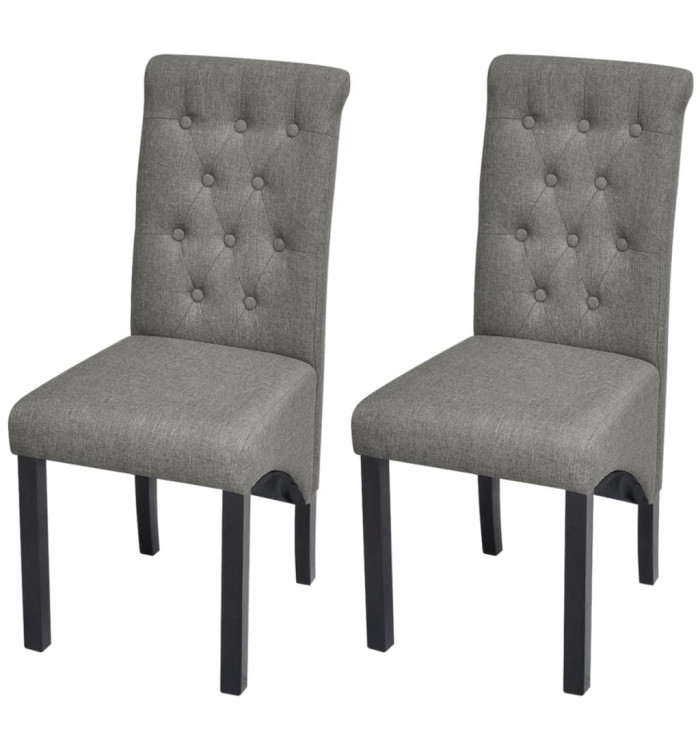 Chaises à manger lot de 2 gris clair tissu | Mobilier & Déco