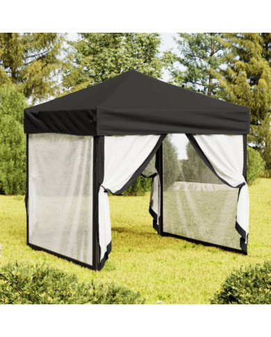 Tente de réception pliable avec parois Noir 2x2 m | Mobilier & Déco
