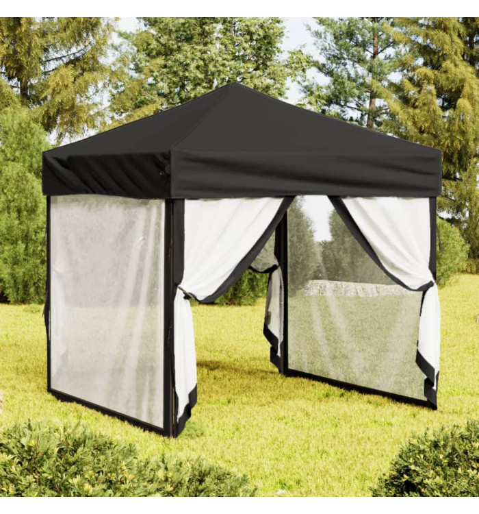 Tente de réception pliable avec parois Noir 2x2 m | Mobilier & Déco