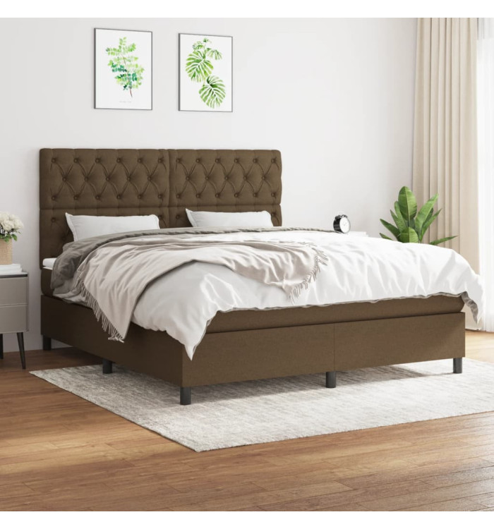 Sommier à lattes de lit avec matelas Marron foncé 160x200 cm | Mobilier & Déco