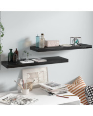 Étagère murale flottante 2 pcs Noir brillant 80x23,5x3,8 cm MDF | Mobilier & Déco