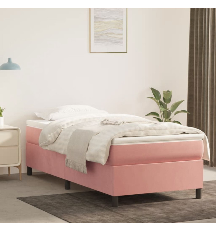 Cadre de lit sans matelas rose 90x190 cm velours | Mobilier & Déco