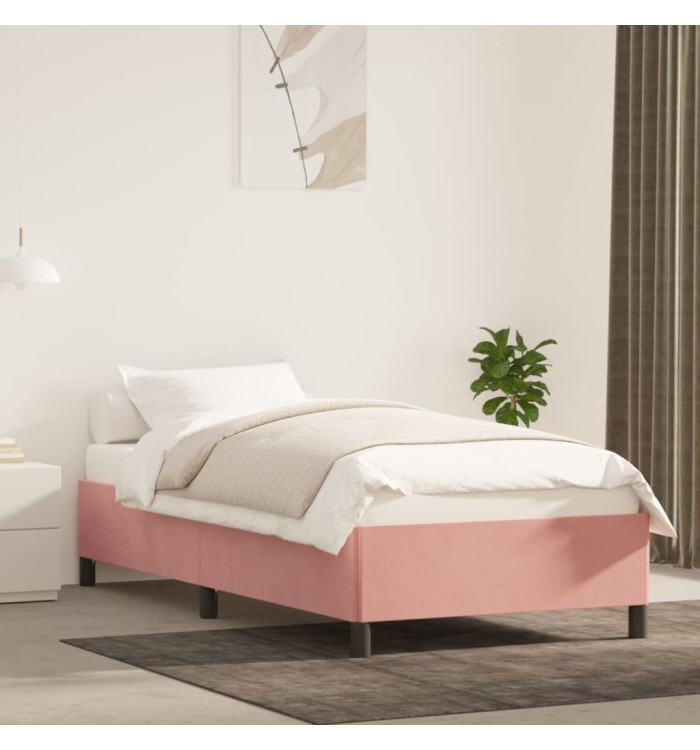 Cadre de lit sans matelas rose 90x190 cm velours | Mobilier & Déco